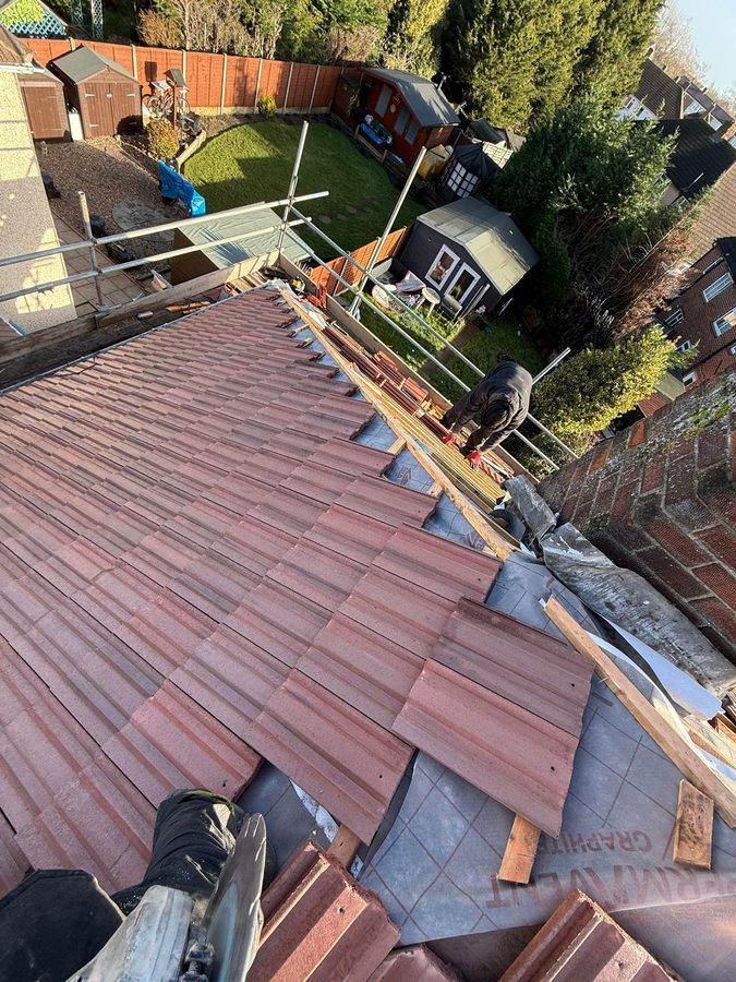 The finished re-roof, complete with mechanically fixed ridge